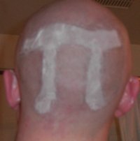Pi symbol in shaving cream on my head